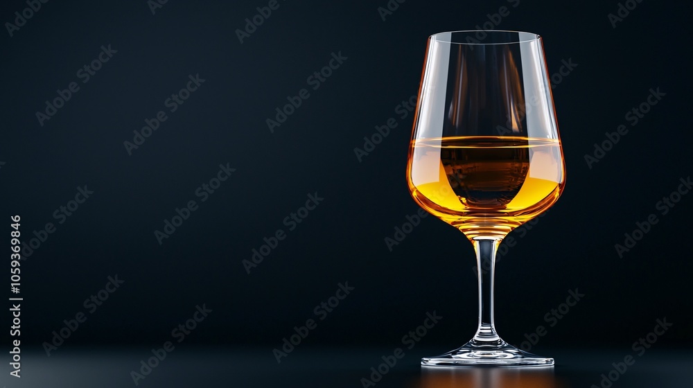Elegance in a Glass: Crystal Clear Amber Liquid Still Life on Black Background Elegance in a Glass: Crystal Clear Amber Liquid Still Life on Black Background