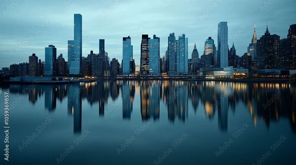 Panoramic Close-Up View of Manhattan at Night with City Lights Panoramic Close-Up View of Manhattan at Night with City Lights