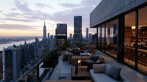 Rooftop Bar in New York with Skyline Views at Sunset