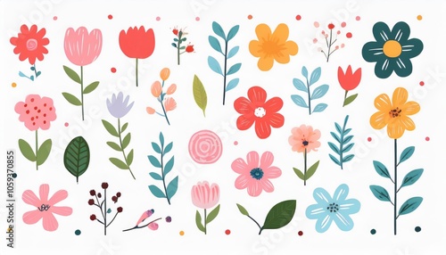 Wallpaper Mural Vibrant spring flowers and leaves create a cheerful and colorful garden scene, celebrating the beauty of nature Torontodigital.ca