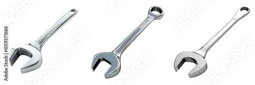 Chrome Wrench Set on Isolated White Background