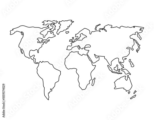 world map outline vector template