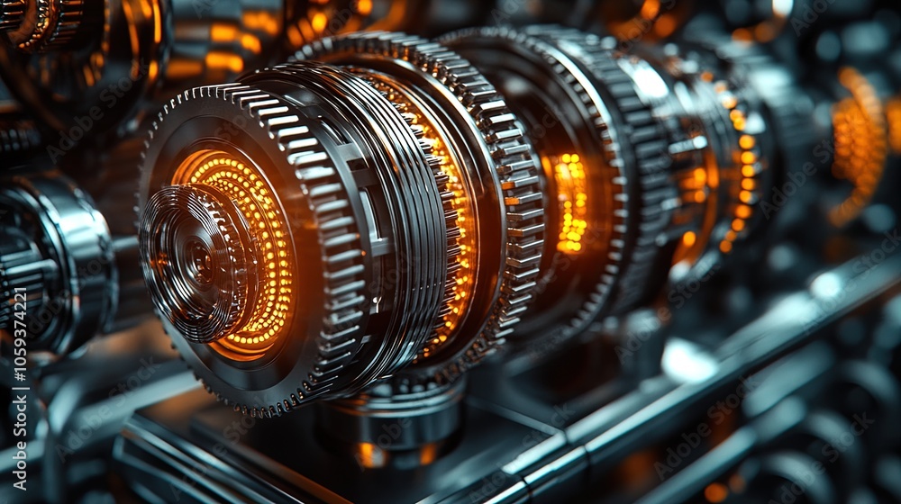 Futuristic Mechanical Gears Poster: Illuminate Your Space with Intricate Industrial Design and Vibrant Orange Lights on Dark Metallic Background – Perfect for Modern Sports Interiors! Futuristic Mechanical Gears Poster: Illuminate Your Space with Intricate Industrial Design and Vibrant Orange Lights on Dark Metallic Background – Perfect for Modern Sports Interiors!