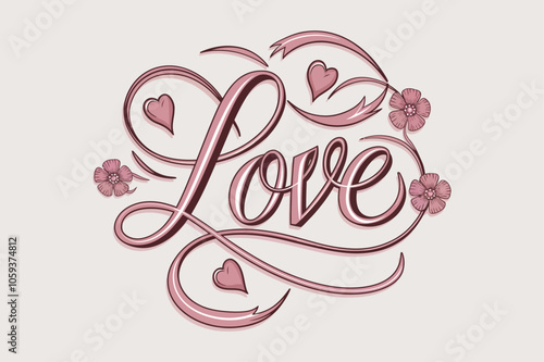 Valentine Love Text Vector Illustration Elegant Typography Design with Romantic Sentiments for Holiday Greetings and Decor