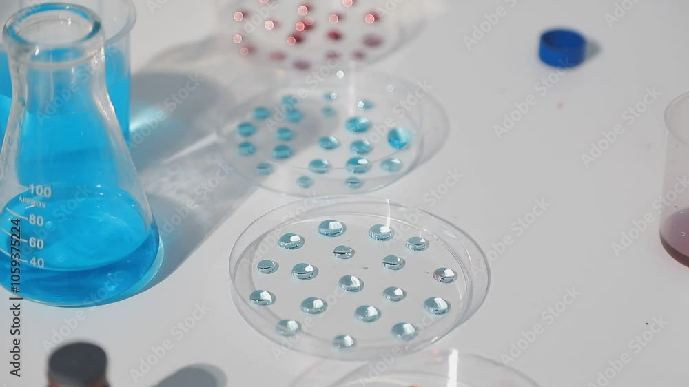 Biochemistry, scientist pipetting a sample into a test tube during an experiment in the lab. Biochemistry, scientist pipetting a sample into a test tube during an experiment in the lab.