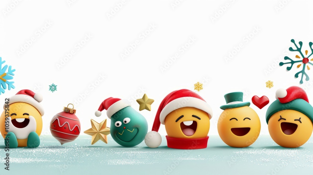 Obraz premium Group of emojis in christmas costumes