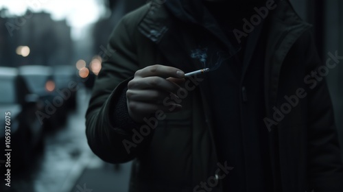 Man holding a cigarette in his hand