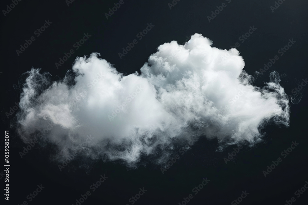 A soft, fluffy white cloud floats gracefully against a deep, dark background, producing a peaceful visual that evokes calmness and tranquility A soft, fluffy white cloud floats gracefully against a deep, dark background, producing a peaceful visual that evokes calmness and tranquility