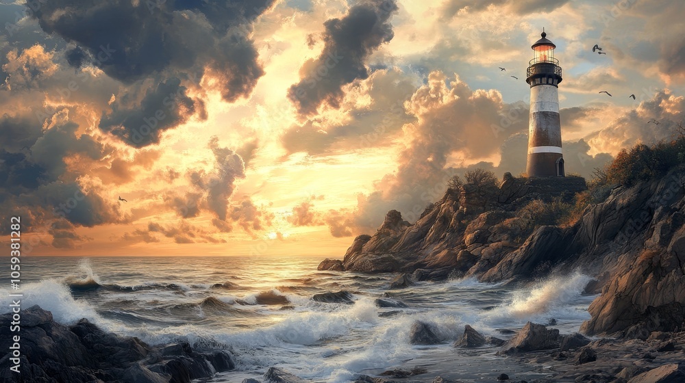 A picturesque lighthouse stands against a dramatic sky as waves crash along the rocky shore, evoking feelings of guidance and resilience. A picturesque lighthouse stands against a dramatic sky as waves crash along the rocky shore, evoking feelings of guidance and resilience.