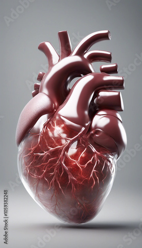 Wallpaper Mural 3D transparent human heart model over plain background vertical Torontodigital.ca