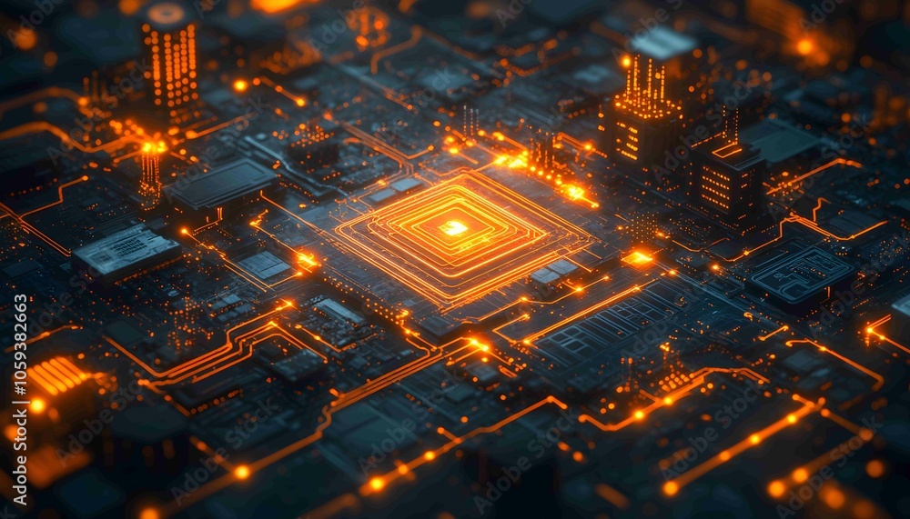 Digital Transformation Blueprint, blueprint of an organization with digital pathways and nodes representing tech integrations—AI, IoT, big data, Digital Transformation Blueprint, blueprint of an organization with digital pathways and nodes representing tech integrations—AI, IoT, big data,