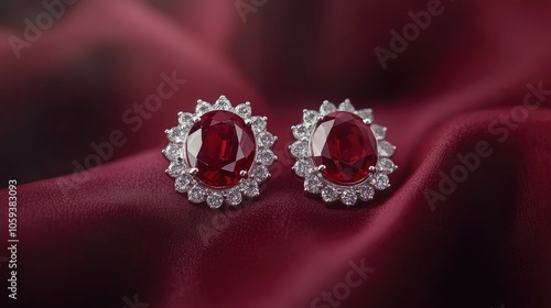 Elegant Ruby and Diamond Jewelry on Velvet Background