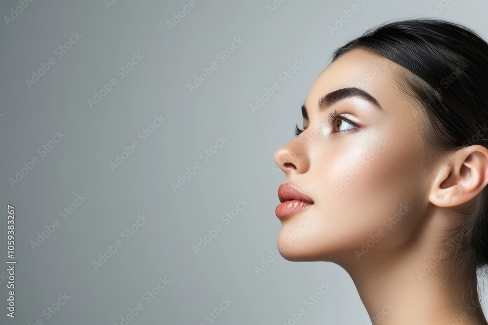 Attractive girl with copy space in profile view portrait. Attractive girl with copy space in profile view portrait.