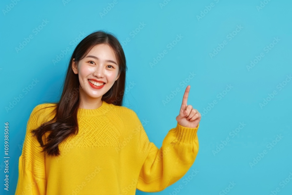 Chinese girl shopping concept pointing at logo banner smiling. Chinese girl shopping concept pointing at logo banner smiling.