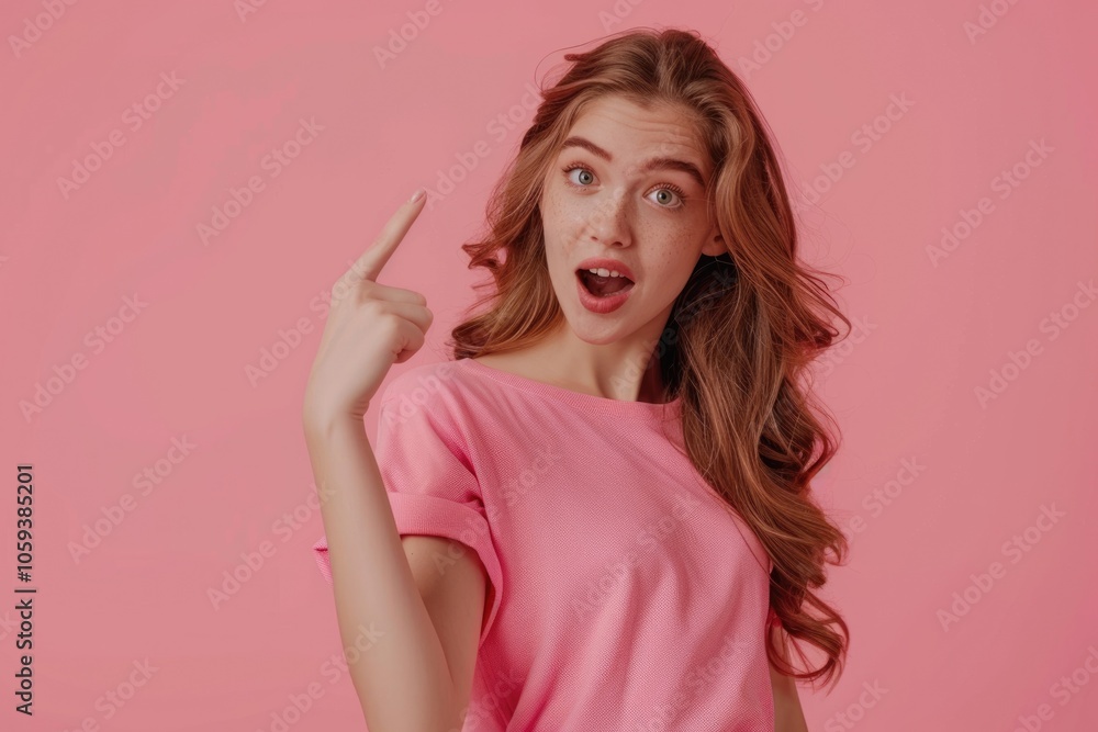Teen girl pointing and showing copy space in shock. Teen girl pointing and showing copy space in shock.
