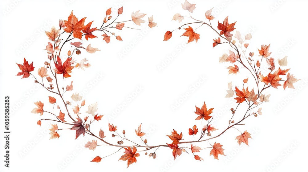 Hand-Painted Autumn Floral Wreath with Maple Leaves for Rustic Wedding & Thanksgiving Decor Hand-Painted Autumn Floral Wreath with Maple Leaves for Rustic Wedding & Thanksgiving Decor