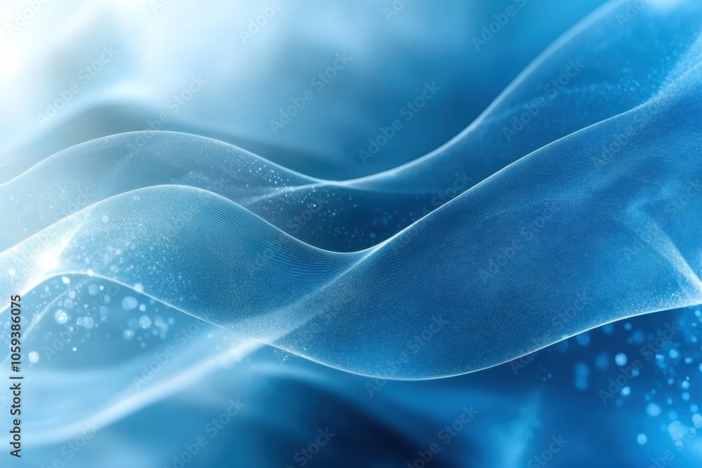 Elegant blue waves flow gently under soft light, creating a serene and calming atmosphere Elegant blue waves flow gently under soft light, creating a serene and calming atmosphere
