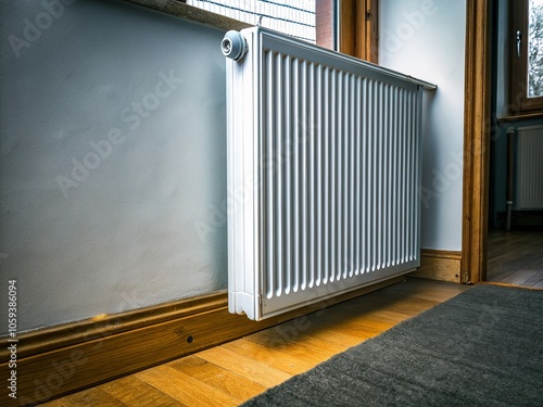 Wallpaper Mural Modern White Heating Radiator with Thermostat on Wall in Contemporary Room - Central Heating System Design Torontodigital.ca