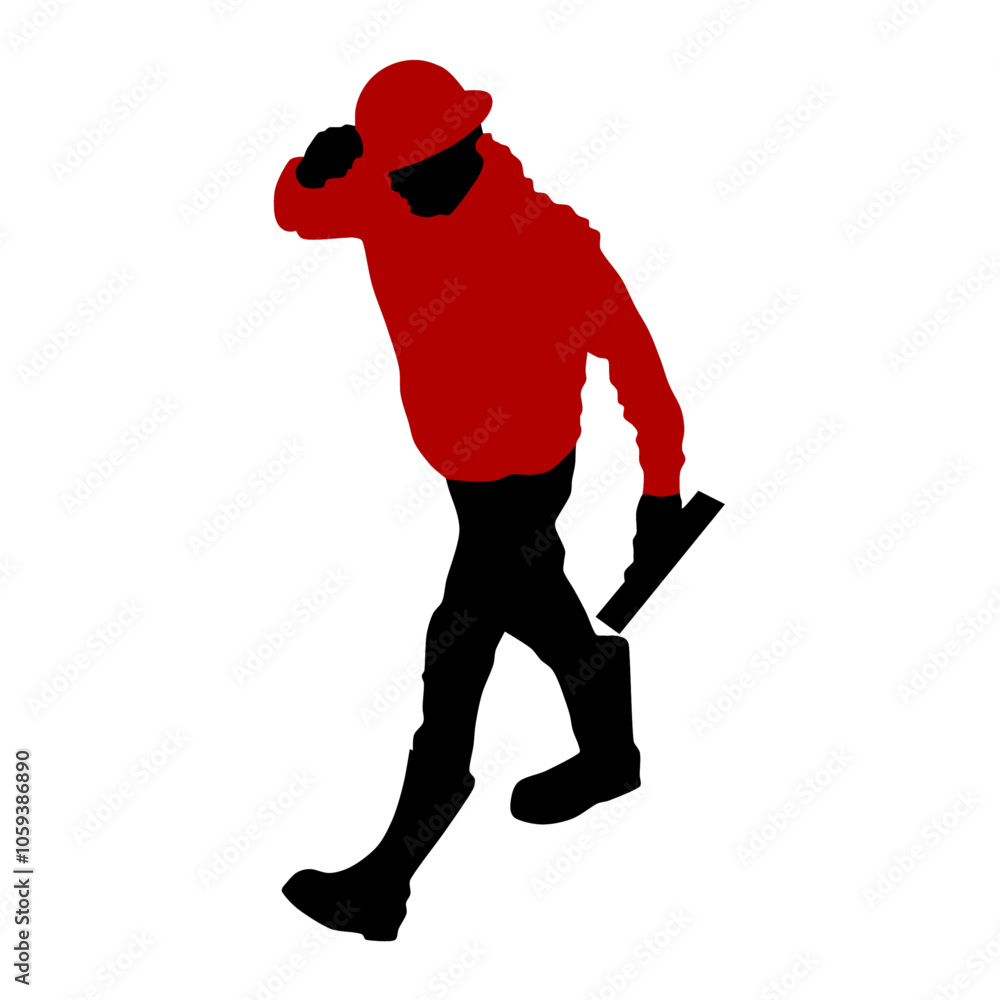Fototapeta premium Construction worker vector silhouette image