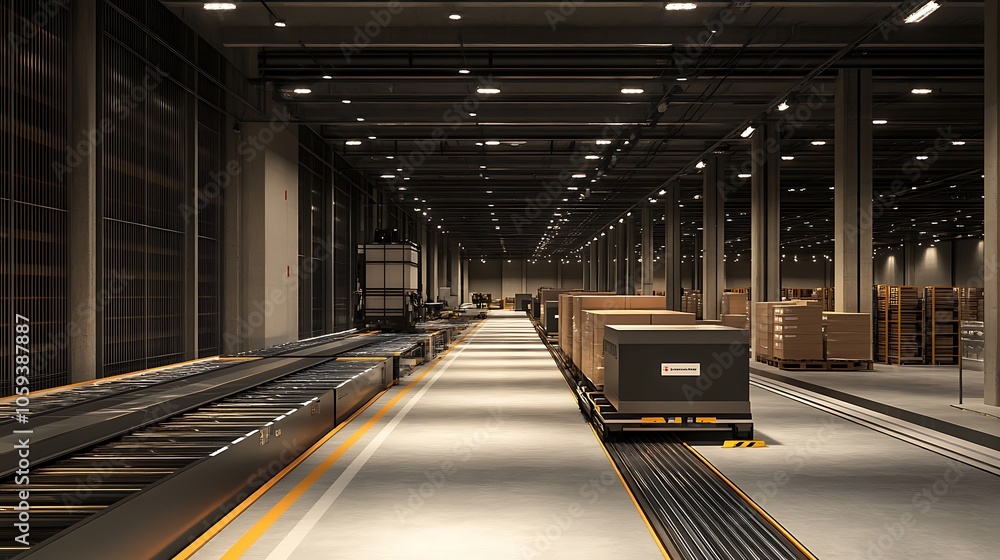 Fototapeta premium High-tech logistics center using software tools for efficient delivery and workflow