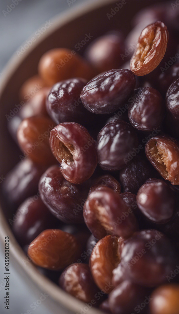 Raisin grain in bowl closeup view vertical Raisin grain in bowl closeup view vertical