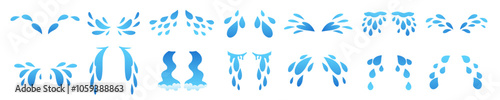 Sweat stream vector isolated. Tear cry eye water drip icons