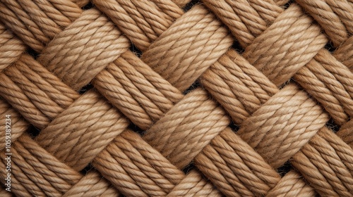 Close-up of a textured woven rope pattern forming a complex interlocking design with natural fiber strands.