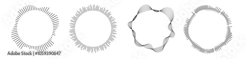 Techno music vibration circle. Voice recognition sound effect. Radial sound wave equalizer.