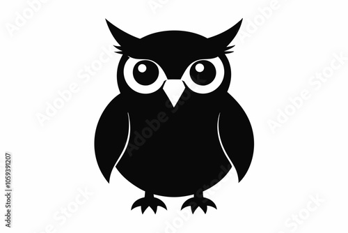 Owl black silhouette vector illustration design