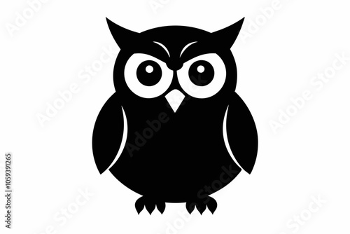 Owl black silhouette vector illustration design