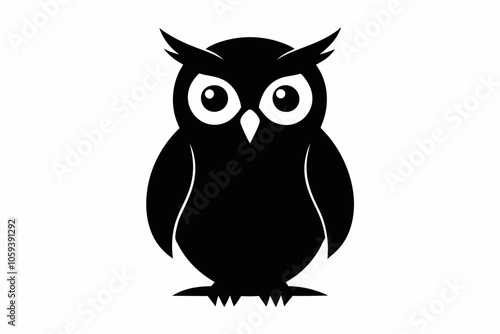 Owl black silhouette vector illustration design