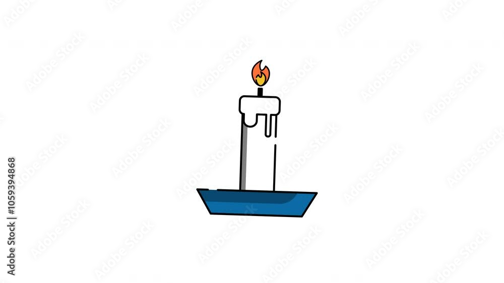 Single white candle burning on blue base, perfect for adding warmth and tranquility to spa brochures, relaxationthemed designs, or greeting cards. 4k alpha channel Single white candle burning on blue base, perfect for adding warmth and tranquility to spa brochures, relaxationthemed designs, or greeting cards. 4k alpha channel