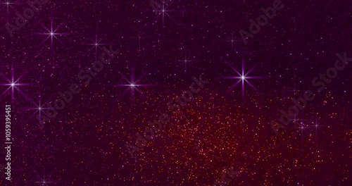 The background is flashing in different colors with colorful little lights. Big bright stars are falling down