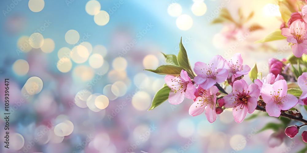 Cherry Blossoms in Full Bloom on Branch Cherry Blossoms in Full Bloom on Branch