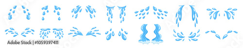 Tear cry eye water drip. Sweat stream vector isolated