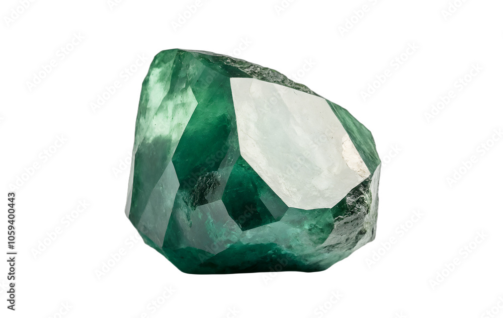 Fototapeta premium green raw gemstone crystals isolated on transparent background