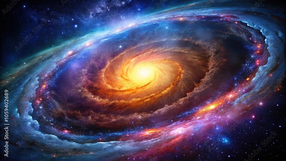 A majestic spiral galaxy with swirling arms and vibrant colors, space background, astronomy A majestic spiral galaxy with swirling arms and vibrant colors, space background, astronomy