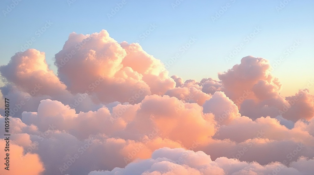 Dreamy Sunset Cloudscape A symphony of fluffy, pink-hued clouds painted across a soft blue sky Dreamy Sunset Cloudscape A symphony of fluffy, pink-hued clouds painted across a soft blue sky