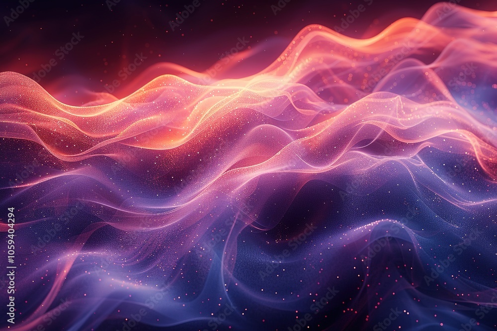 A colorful wave of light with a purple and orange hue A colorful wave of light with a purple and orange hue