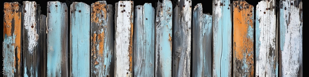 Weathered Wooden Fence with Peeling Paint and Rusty Nails - Abstract Texture and Background Weathered Wooden Fence with Peeling Paint and Rusty Nails - Abstract Texture and Background