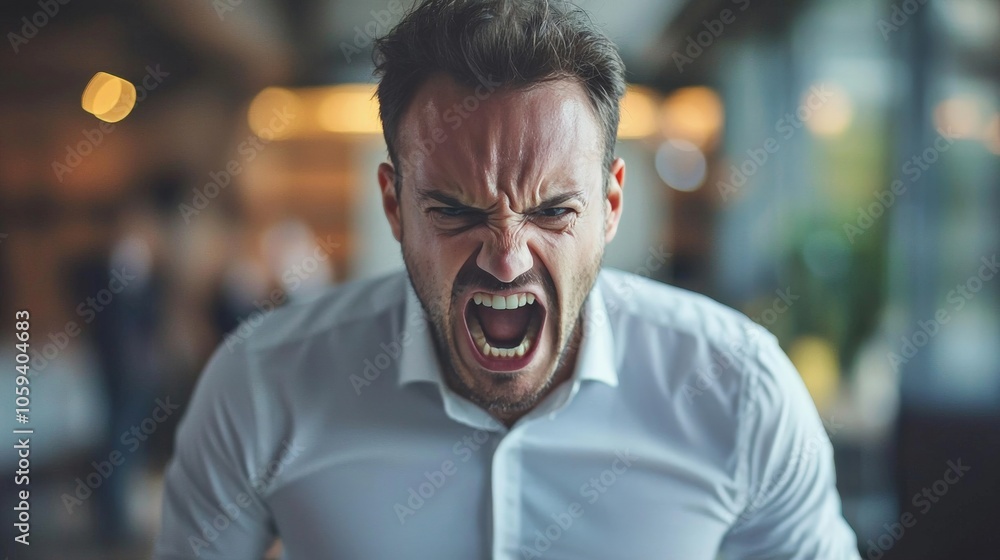 A person suppressing anger in a professional setting, showing restraint in emotional expression