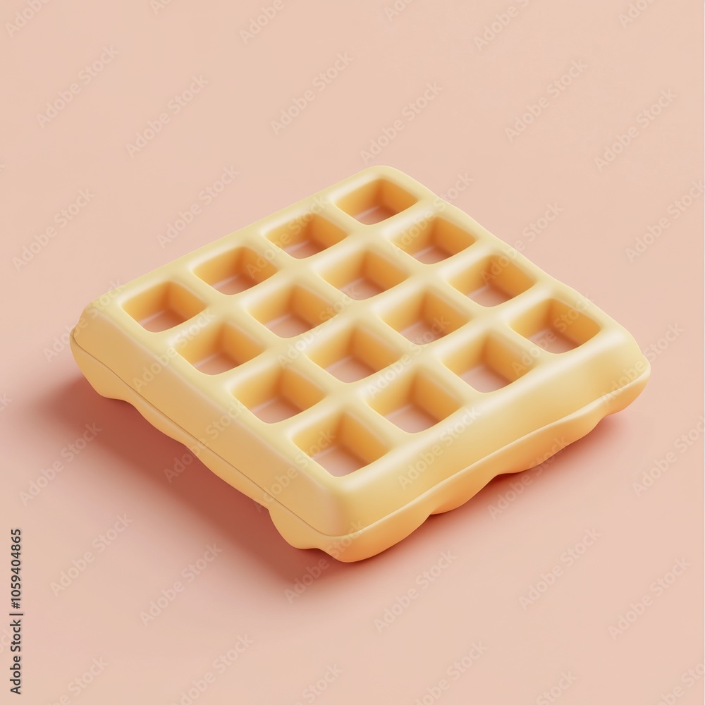 Delicious Waffle Delight: A Sugary Treat on a Peachy Background Delicious Waffle Delight: A Sugary Treat on a Peachy Background