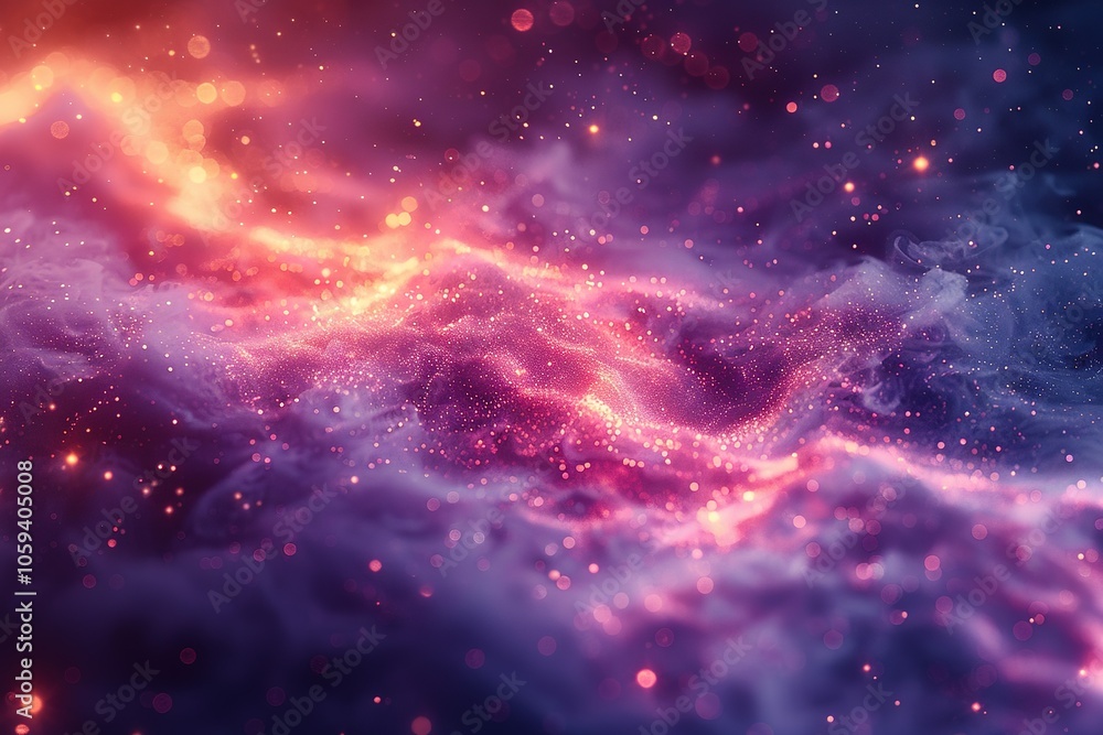 Obraz premium A colorful galaxy with purple and orange swirls and stars