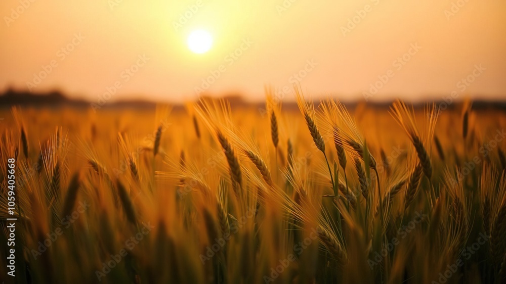 A serene field of barley glowing in the golden light of sunset, creating a picturesque scene of nature's beauty, field, crops A serene field of barley glowing in the golden light of sunset, creating a picturesque scene of nature's beauty, field, crops