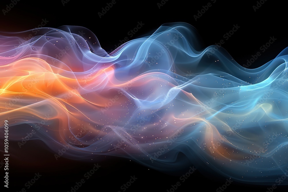 A colorful, wavy line of light and dark blue and orange A colorful, wavy line of light and dark blue and orange