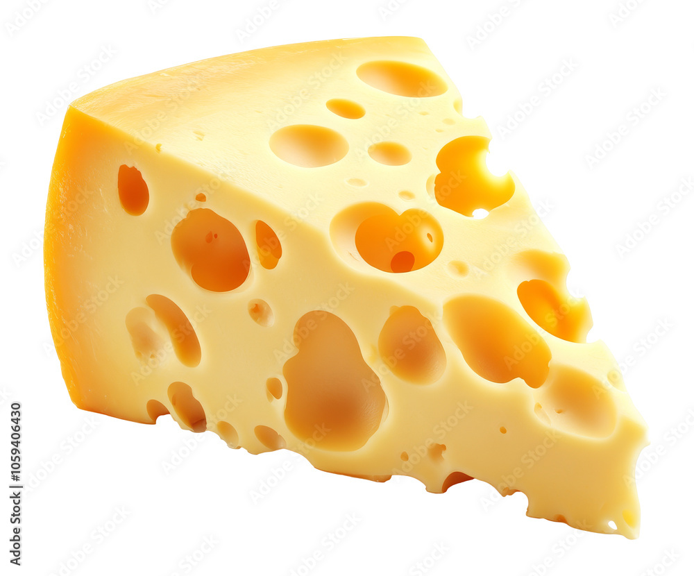 Delicious Swiss cheese wedge with visible holes isolated transparent Delicious Swiss cheese wedge with visible holes isolated transparent
