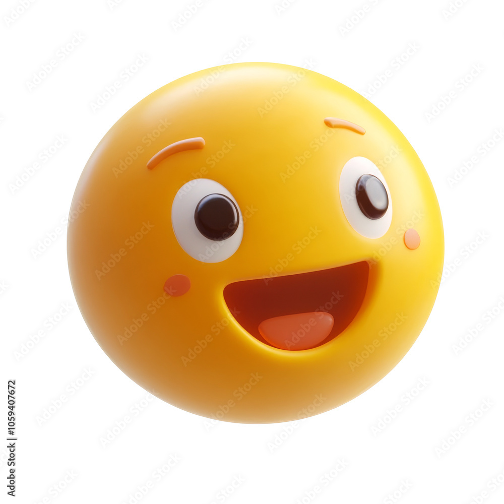 Fototapeta premium Bright yellow smiley with cheerful eyes, cut out transparent