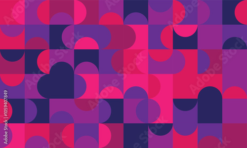 Colorful neo geometric background . Grid with color geometrical shapes. abstract geometric purple and pink background 