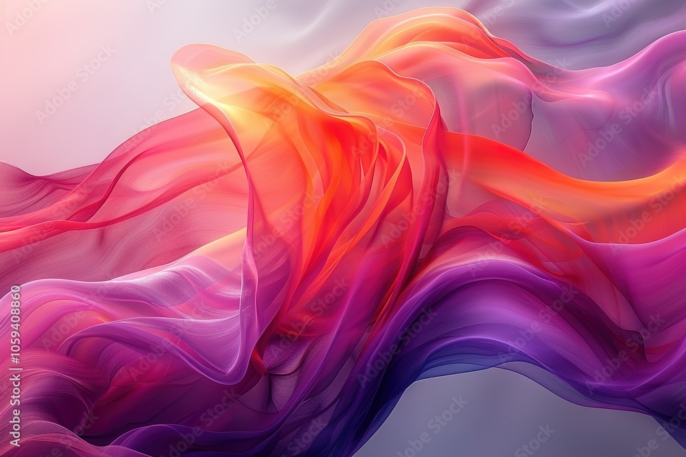 A colorful, flowing piece of fabric with a pink and orange hue A colorful, flowing piece of fabric with a pink and orange hue