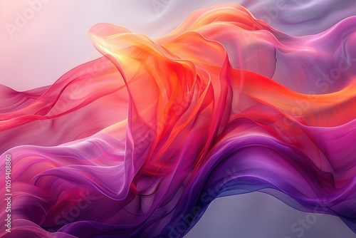 A colorful, flowing piece of fabric with a pink and orange hue